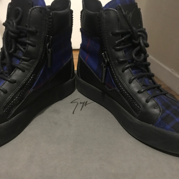 Giuseppe Zanotti Blue Plaid Sneakers - Picture 2 of 5